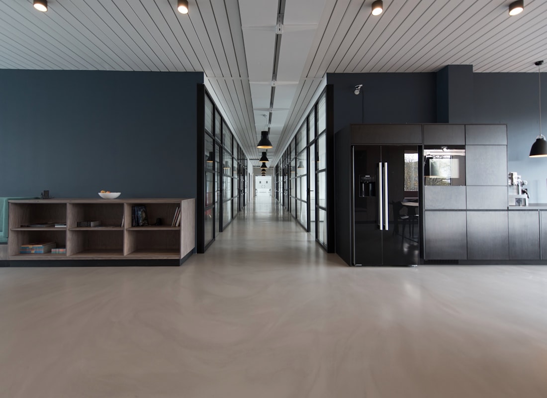 Open plan modern office with employees at work